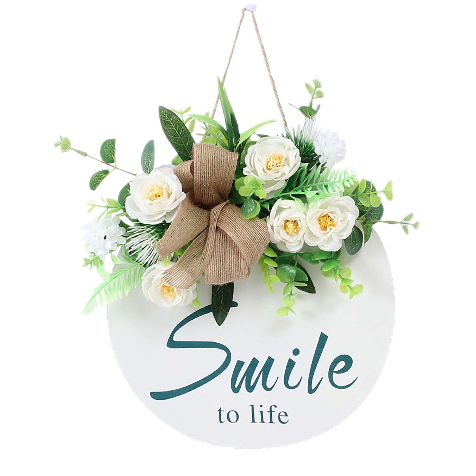 Restaurant Wooden Door Hanging Sign with Premium Greenery for Front Door Fall Farmhouse D/écor for Front Porch Welcome Sign for Front Door Spring 12 inch Welcome Wreath Front Door Decor for Home