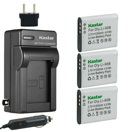 Kastar Battery (3-Pack) and Charger Replacement for Olympus LI-90B LI-92B UC-90 Olympus SH-1 SH-50 iHS SH-60 SP-100 SP-100EE Tough TG-1 iHS Tough TG-2 iHS Tough TG-3 XZ-2 iHS Cameras