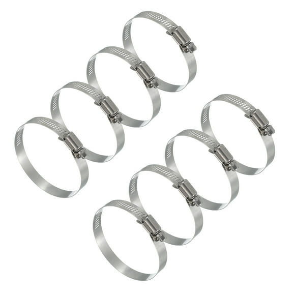 Uxcell 8 Pcs Hose Clamps, 2-3 Inch 304 Stainless Steel Adjustable Worm Gear Hose Clamp for Plumbing Automotive Hose Fuel Line Pipe Clamps, Silver