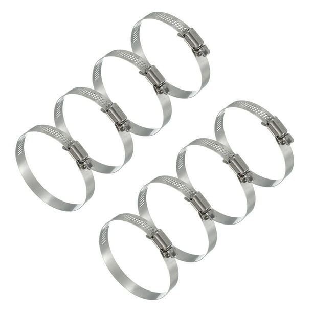 Uxcell 8 Pcs Abrazaderas de Manguera, 2.3-3.2 Pulgadas Abrazadera de Manguera Ajustable de Acero Inoxidable 304 para Fontanería Automotriz, Abrazaderas de Tubería de Línea de Combustible, Plateado
