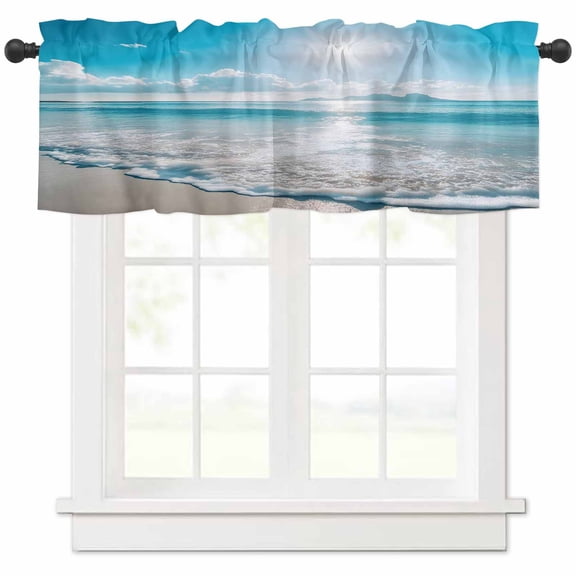 Coastal Seagull Valances for Windows Farmhouse Kitchen Curtains Valances Rod Pocket Valance Curtains for Kitchen Windows Spring Summer Eucalyptus Leaves Beach Window Valances for Bathroom 42"x12"