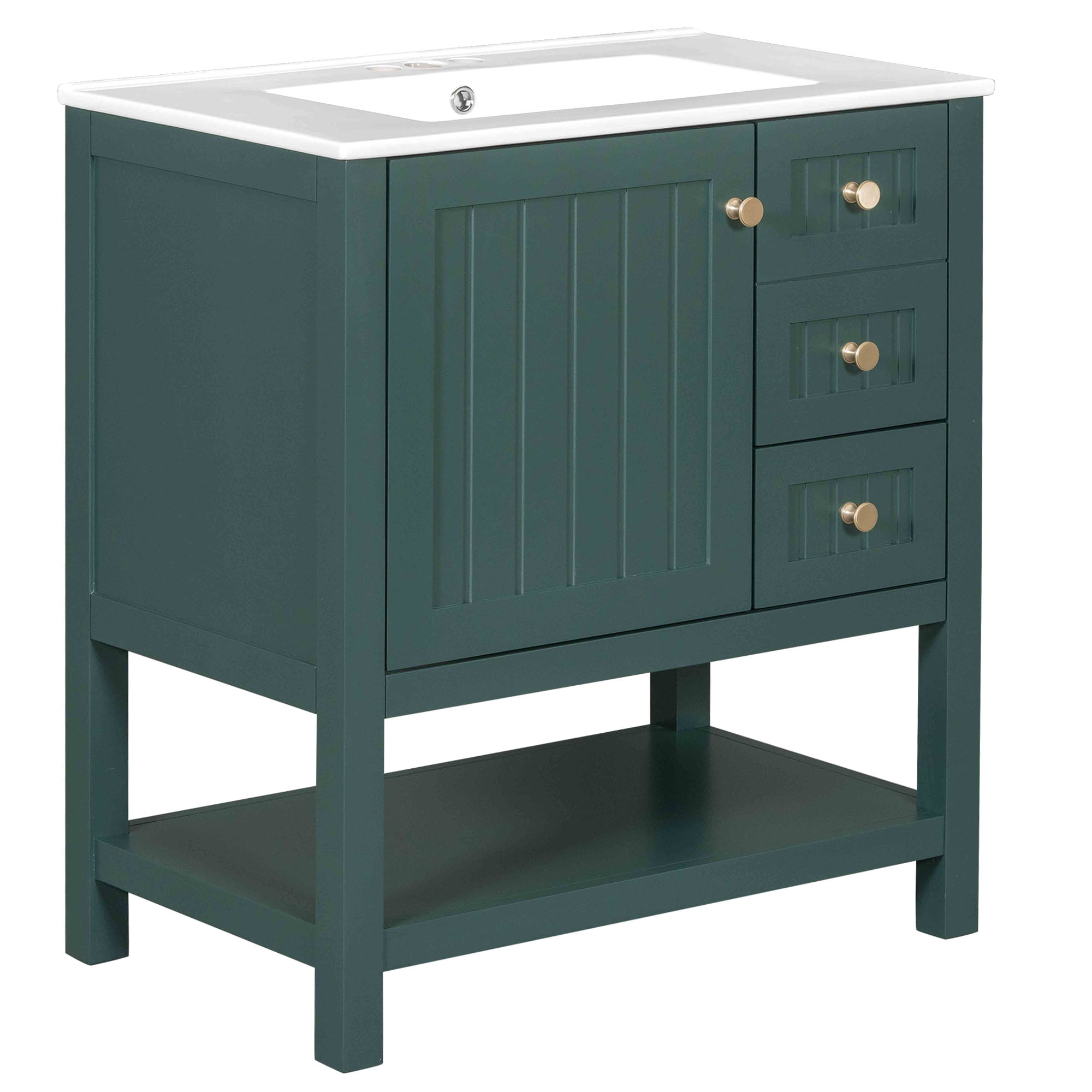 MAYEERTY 30" Modern Transitional Bathroom Vanity Cabinet Combo - With Ceramic Sink, Adaptable Design for Bathrooms