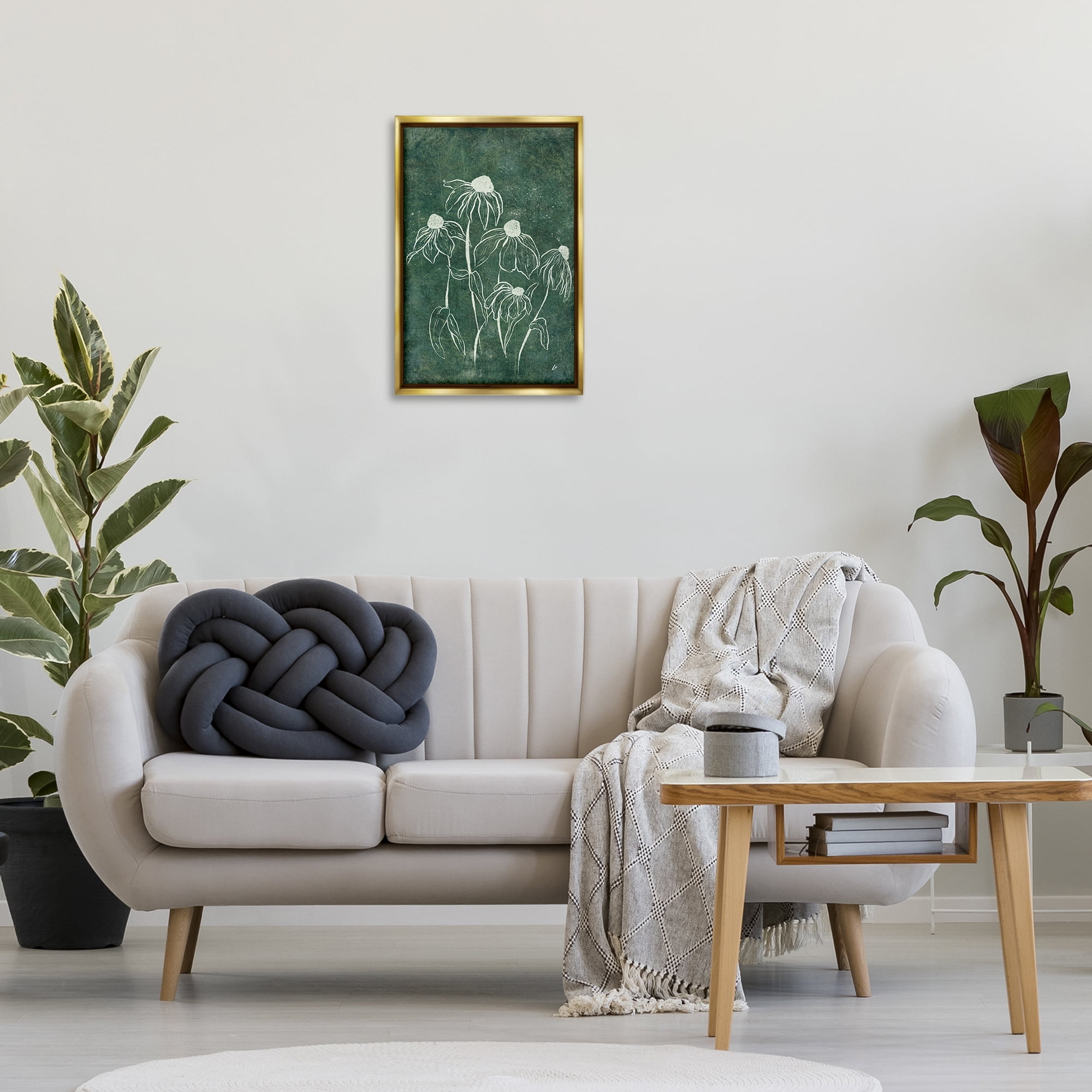 Stupell Industries Echinacea Garden Blooms Plants & Flowers Painting Gold Floater Framed Canvas Art Print Wall Art, 17 x 25