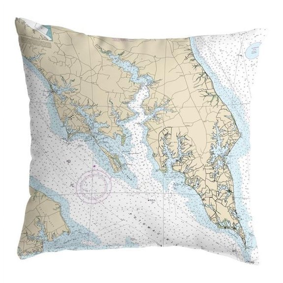 Betsy Drake KS12233LT 12 x 12 in. Leonardtown, MD Nautical Map Non-Corded Indoor & Outdoor Pillow
