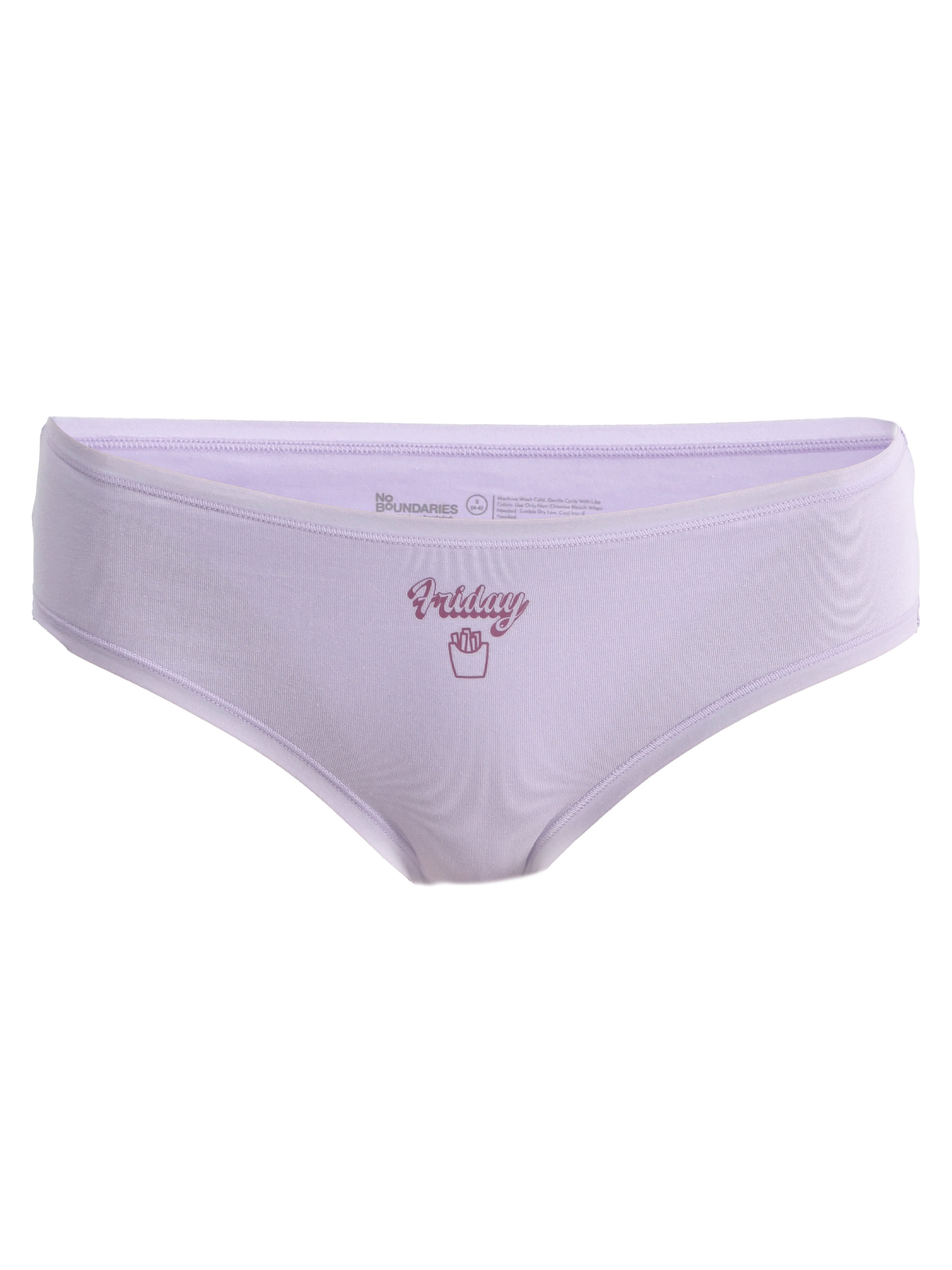 No Boundaries Cotton Hipster Panties, Days of the Week - 7 Pack, Women’s and Women’s Plus, Sizes XS-XXXL