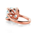 thumbnail image 2 of Gem Stone King 18K Rose Gold Plated Silver Sky Blue Simulated Aquamarine and Black Diamond Engagement Ring for Women (10.92 Cttw, 14MM Cushion, Size 8), 2 of 3