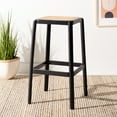 thumbnail image 2 of SAFAVIEH Silus Square Backless Bar Stool, Black/Natural, 2 of 10