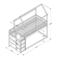 thumbnail image 2 of Harper & Bright Designs Twin Size House Bunk Bed with Drawers and Shelves, Twin over Twin Floor Bunk Bed Frame with Storage for Bedroom, Gray, 2 of 13
