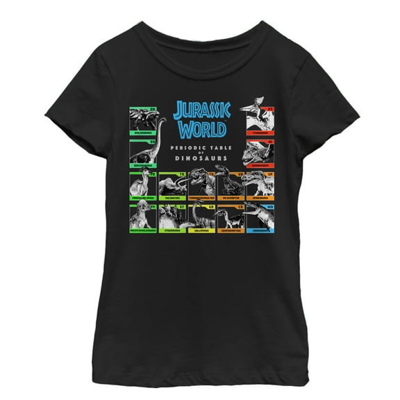 Girl's Jurassic World Periodic Table of Dinosaurs  Graphic Tee Black X Small