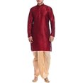 thumbnail image 1 of Royal Kurta Men's Red Maroon Silk blend Festive Dhoti Kurta Set, 1 of 1
