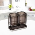 thumbnail image 2 of Cutlery Storage Organizer, Cooking Utensil Crock with Drain Tray, 2 Cups, Practical Utensil Pot for Countertop Home Restaurante Silverware Fork Gray, 2 of 9