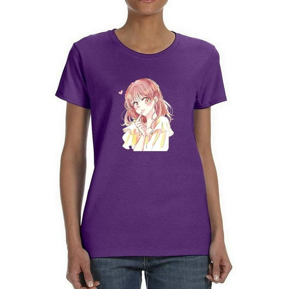 Manga Girl Pretty Counfused T-Shirt Women -Image by Shutterstock, Female 4X-Large