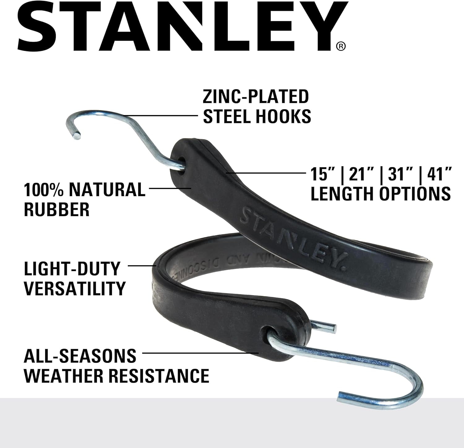 S300421 Black 21" Rubber Tarp Bungee Cords for Boating, Camping, Cargo Support, 10 Pack