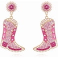 thumbnail image 2 of Sparkling Cowgirl Boots Drop Dangle Earrings for Women Girls Crystal Cubic Zirconia Shell Pearl Boot Western Cowboy Fancy Dress Costume Dangling Statement Earring Fashion Jewelry Gifts, 2 of 5