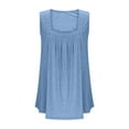 thumbnail image 7 of cfhntfmh Summer Tank Tops for Women Plus Size Loose Fit Pleated Square Neck Sleeveless Tops Curved Hem Flowy Tunic, 7 of 7