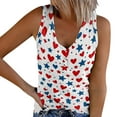 thumbnail image 1 of WZXFASHION American Flag Tank Top Women 4th Of July Shirts Button V Neck Knit Ribbed Tops Casual Coloful Printed Patriotic Tees Spring Savings Clearance Women's Short sleeve T-shirt, 1 of 5