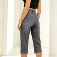 thumbnail image 6 of Women's Stretchy Pull On Denim Capris Elastic High Waist Straight Leg Cropped Jeans Y2K Casual Street Hiking Pants with Pockets Gray, 6 of 8