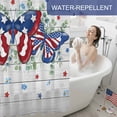 thumbnail image 6 of Independence Day Butterfly Shower Curtain, 72" x 84", Country American Flag Butterfly Star Wood Grain Waterproof Bathroom Curtain Washable Shower Curtain Set with 12 Hooks, 6 of 9