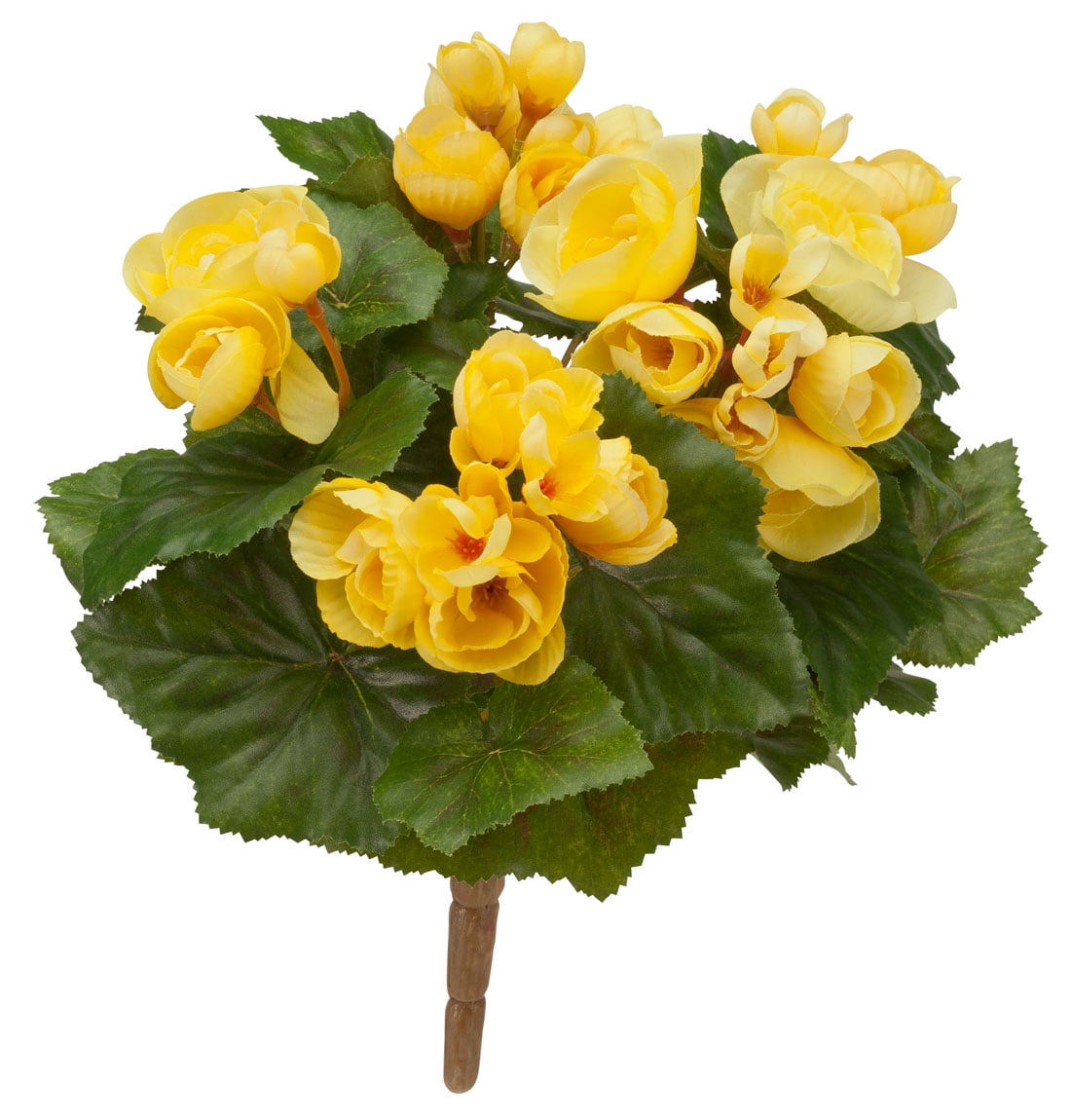 OakRidge Silk Begonia Bush Artificial Flowers Outdoor Décor Yellow