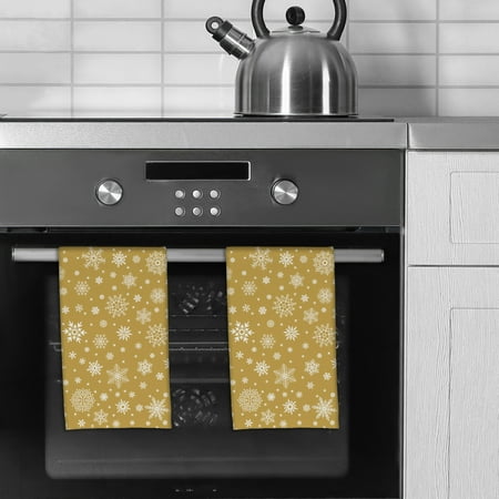 

Snowflakes On Gold Microfiber Kitchen Towel