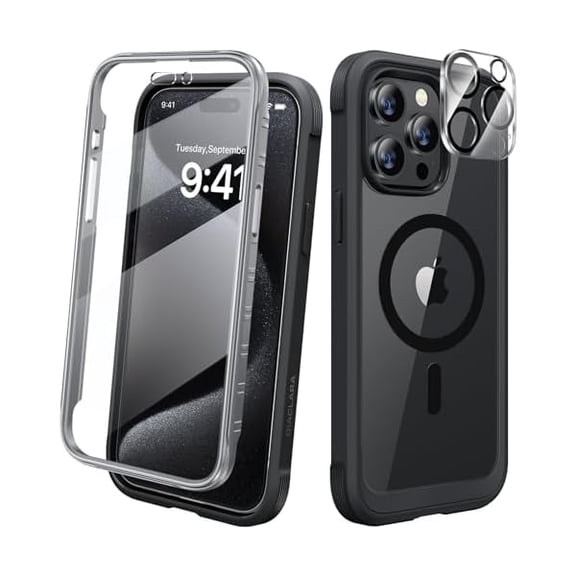 Eryueer Magnetic for iPhone 15 Pro Case, [Military-Grade Drop Proof & Fit for MagSafe] Built-in Shockproof Screen Protector, [Camera Lens Protector] Phone Cover for iPhone 15 Pro 6.1"