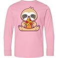 thumbnail image 3 of Inktastic Sloth Pizza Long Sleeve Youth T-Shirt, 3 of 5