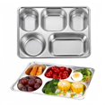 thumbnail image 3 of AMERTEER 2pcs Large 11-inch Stainless Steel Rectangular Divided Plates  5-Section Dinner Plates for Adults  Campers and Portion Control Lunch Containers  2pcs Unbreakable Rectangular Plat, 3 of 5