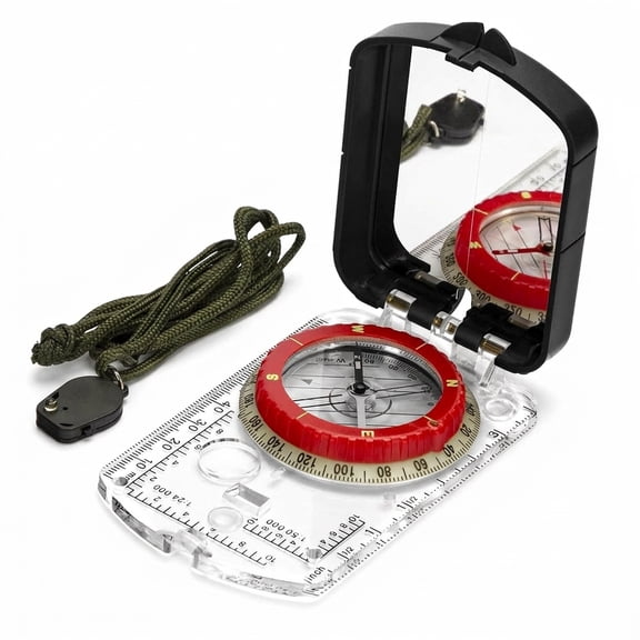 Orienteering Map-Sighting Compass with Mirror, Clinometer and LED Light for Hiking Camping