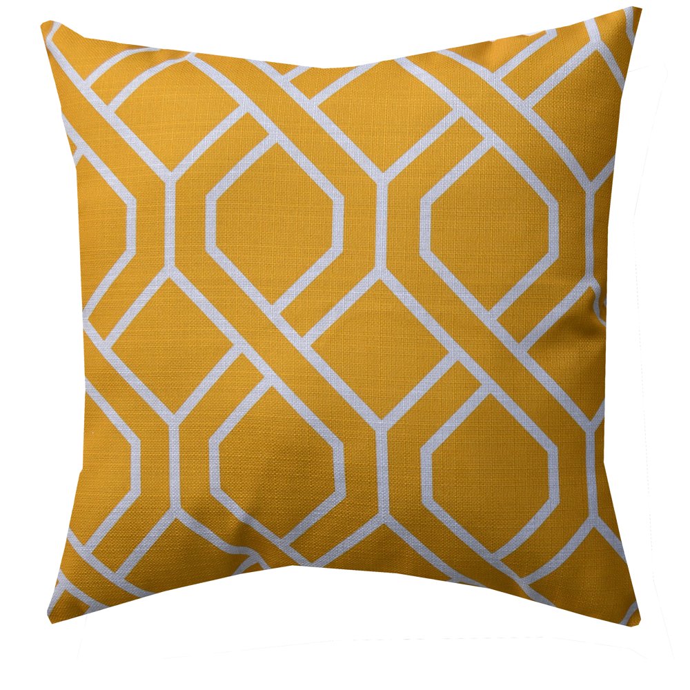 Mainstays Fret Decorative Throw Pillow, 18" x 18", Gold, 1pc Square