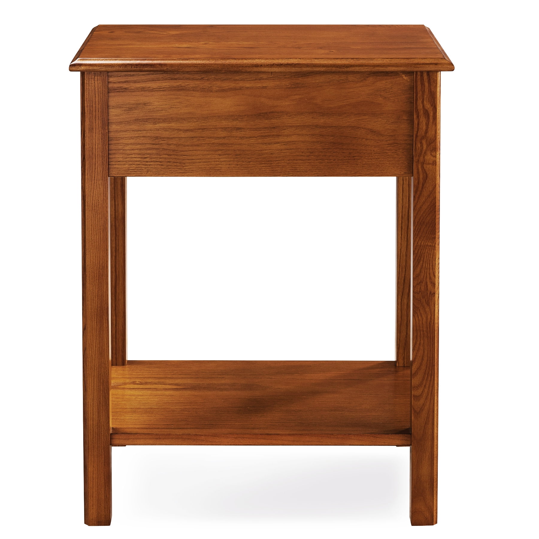 Leick Home Salem Solid Wood Nightstand with Drawer and Shelf, Medium Oak