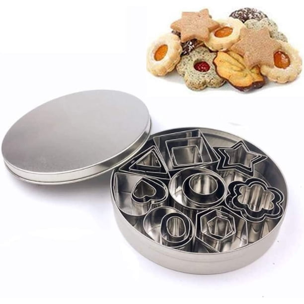 Juego de cortadores de galletas, cortadores de galletas de bricolaje, mini cortadores de galletas geométricos, cortador de galletas de acero inoxidable para pasteles de chocolate, galletas, pasteles JAMW Sencillez