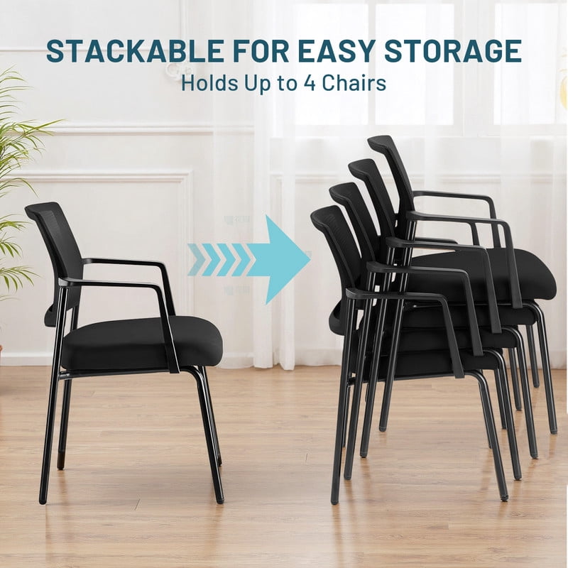 Beddle Executive Office Guest Chair, Desk Chair with Lumbar Support and Padded Armrest, Perfect for Conference Rooms, Reception Areas, and Waiting Rooms, Black