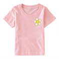 thumbnail image 2 of LNMQLPDBS Cute Summer Funny Letters Graphic Printed T Shirt Short Sleeve Crewneck Loose Shirts for Party Beach Vacation Tops Toddler Clothes for Girls Pink 6-7 Years, 2 of 7