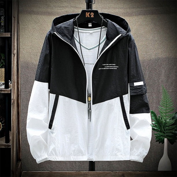 Abrigos de piel ultraligeros con protección solar UV para hombre, chaqueta cortavientos con capucha de gran tamaño, prendas de vestir casuales a rayas, chaquetas de motocicleta