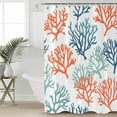 thumbnail image 2 of 72x78 Inch Shower Curtain Coastal Coral Bathroom Decor Waterproof Fabric Bathtub Bath Curtains Decorative Orange Green Blue Multicolored Rainbow Extra Long Shower Curtain Set with Hooks, 2 of 6