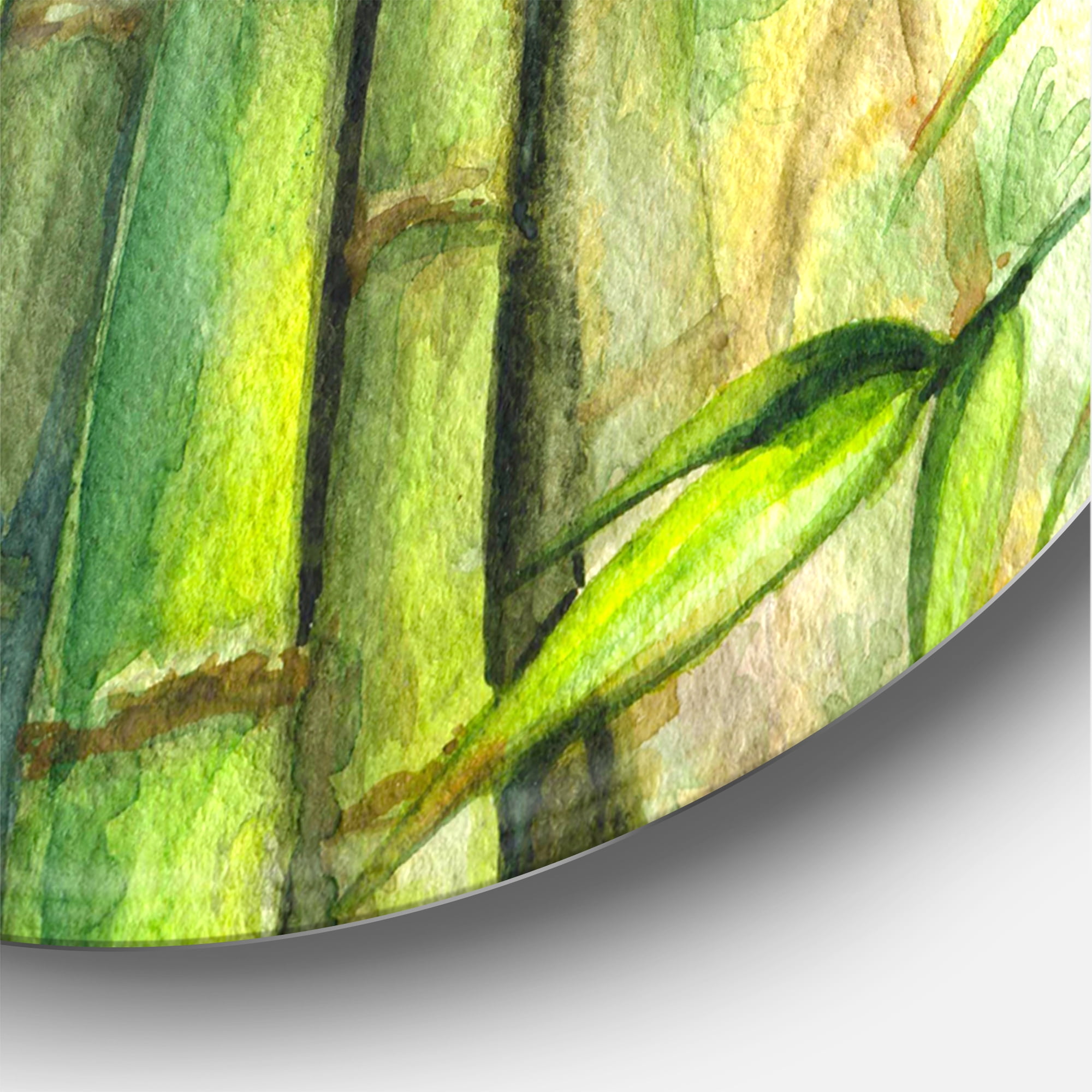 Designart 'Bright and Green Bamboo Stems' Transitional Circle Metal Wall Art 23x23 - Disc of 23
