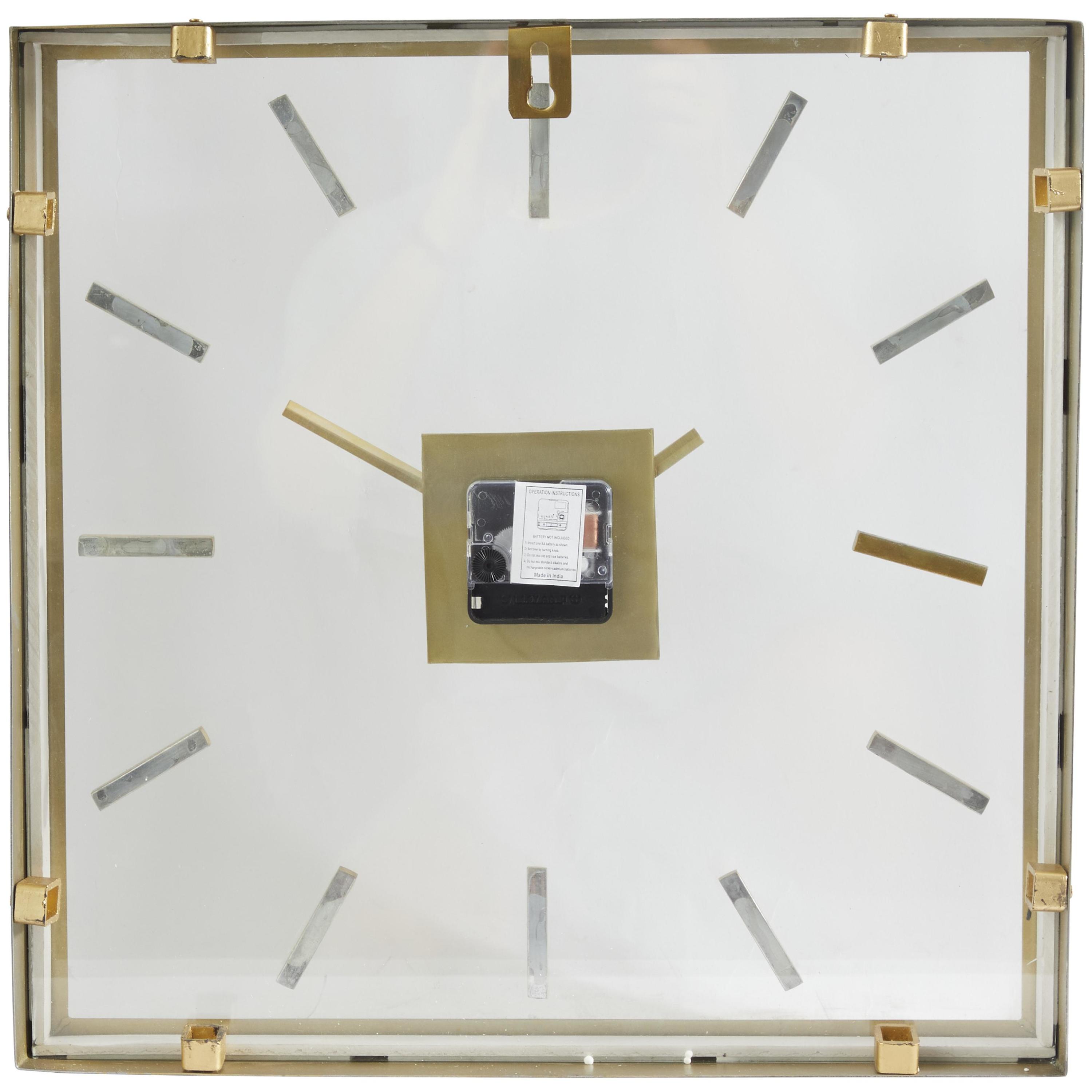 DecMode 16" Gold Stainless Steel Metal Wall Clock with Clear Face
