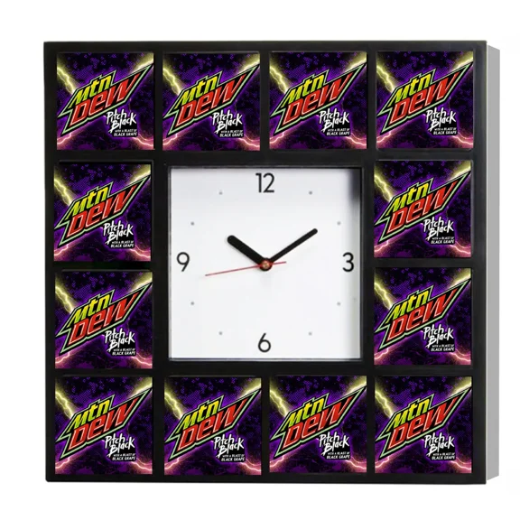 Mtn Dew Pitch Black Flavor Advertising Promo Clock Big 10.5" Not $65 Mt Mountain