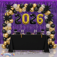 thumbnail image 4 of PMU 12 Pc Set Graduation Decorations | Number Balloons 2026 Black with Purple Curtain Backdrop and Star Mylar | Graduation Party Supplies, 4 of 6