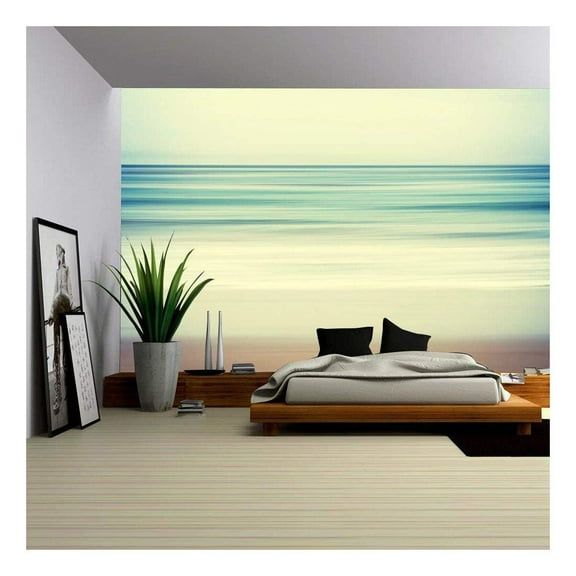 wall26 - an Abstract Ocean Seascape with Blurred Panning Motion - Removable Wall Mural | Self-Adhesive Large Wallpaper - 66x96 inches