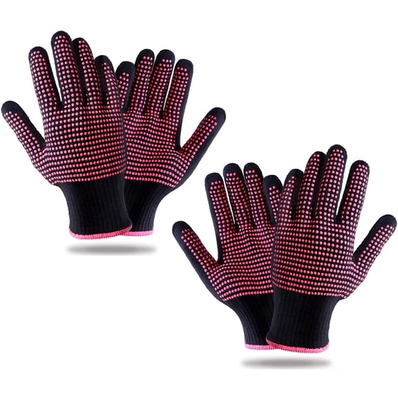 4 Pcs Heat Resistant Gloves With Silicone Bumps,oven mitts,Professional Heat Proof Glove Mitts For Hair Styling Curling Iron Wand Flat Iron