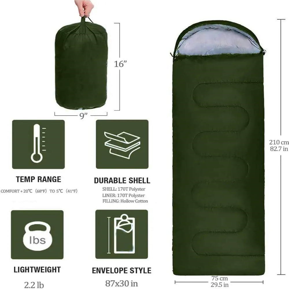 Backpacking Sleeping Bag for Adults Boys and Girls, Cold Weather Kids Sleeping Bag for 3 Season Hiking & Camping, Blue
