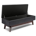 thumbnail image 3 of SIMPLIHOME Owen 48 inch Wide Rectangular Coffee Table Lift Top Storage Ottoman, Cocktail Footrest Stool in Upholstered Distressed Black Faux Air Leather for the Living Room, Mid Century Modern, 3 of 5