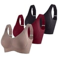 thumbnail image 1 of CFLVAEK Plus Size Bras for Women Pack of 3 Comfy Seamless Everyday Bra Comfy No Underwire Bralette Push Up Full Coverage Bra Black XXL, 1 of 5