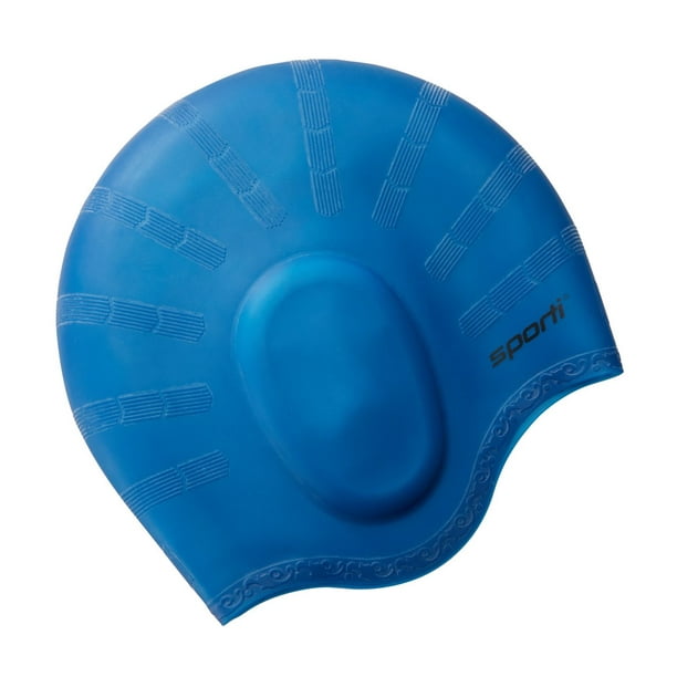 Sporti Solid Ear Protection Silicone Swim Cap (Navy)