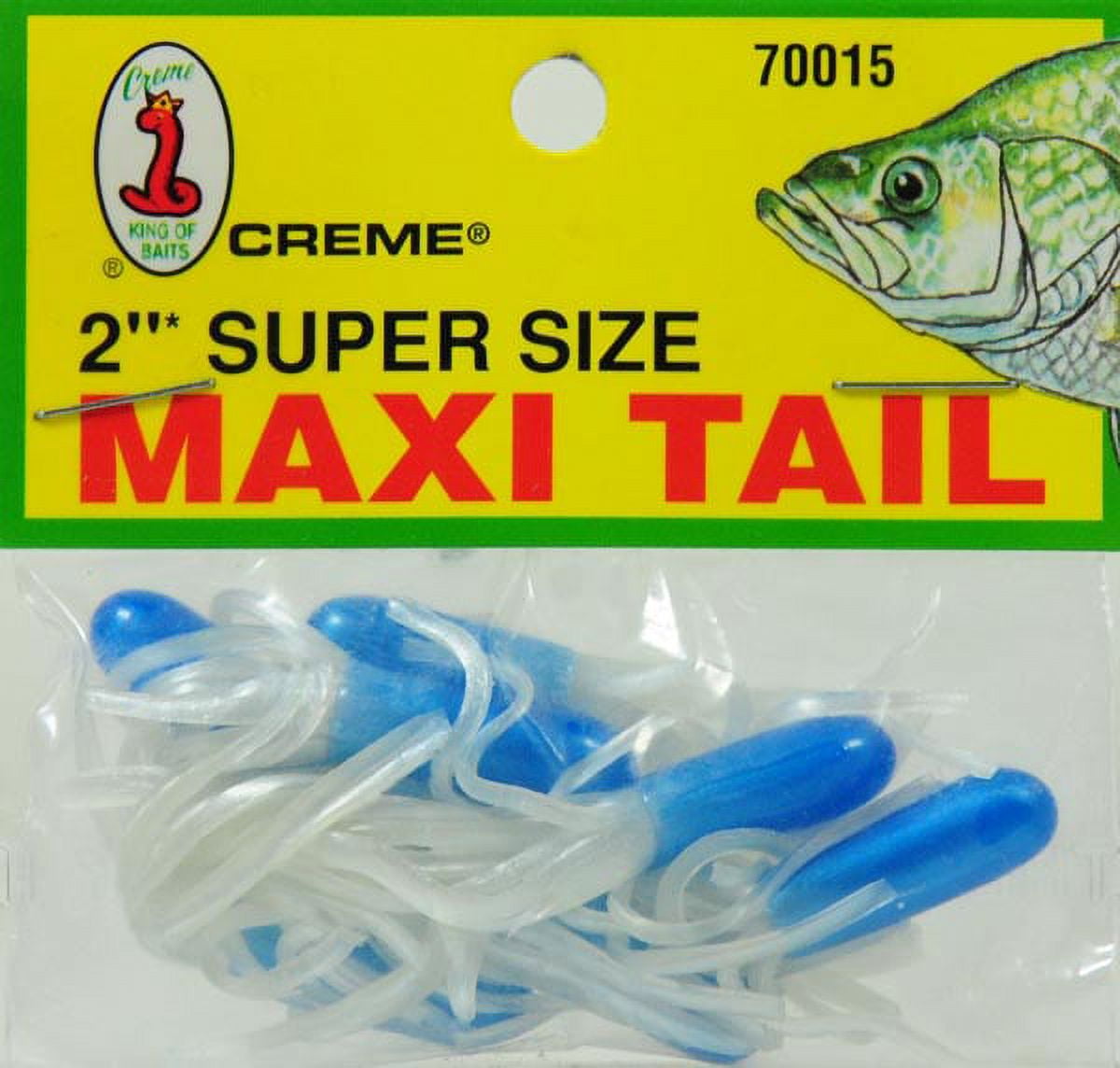 (2 pack) Creme 2" Maxi Tail Lure, Blue & Pearl, Super Size