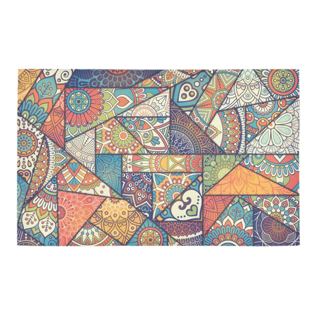 SUNENAT Patchwork Vintage Bohemian Boho Elements Non-Slip Bath Rug Absorbent Shower Mat Bath Mats for Tub Bathroom Home Decor Large Size 20 x 32 Inches