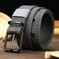 thumbnail image 2 of Men's Belts for Jeans, Men's Perforated Canvas Belt with Metal Buckle Breathable Nylon Casual Belt for Work Travel, 2 of 7