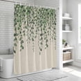 thumbnail image 5 of Polyester Fabric Green Eucalyptus Leaves Shower Curtain, Summer Botanical Weeping Rustic Waterproof Bathtub Curtain Bathroom Decor Set with Hooks 72 x 84 Inches, 5 of 6