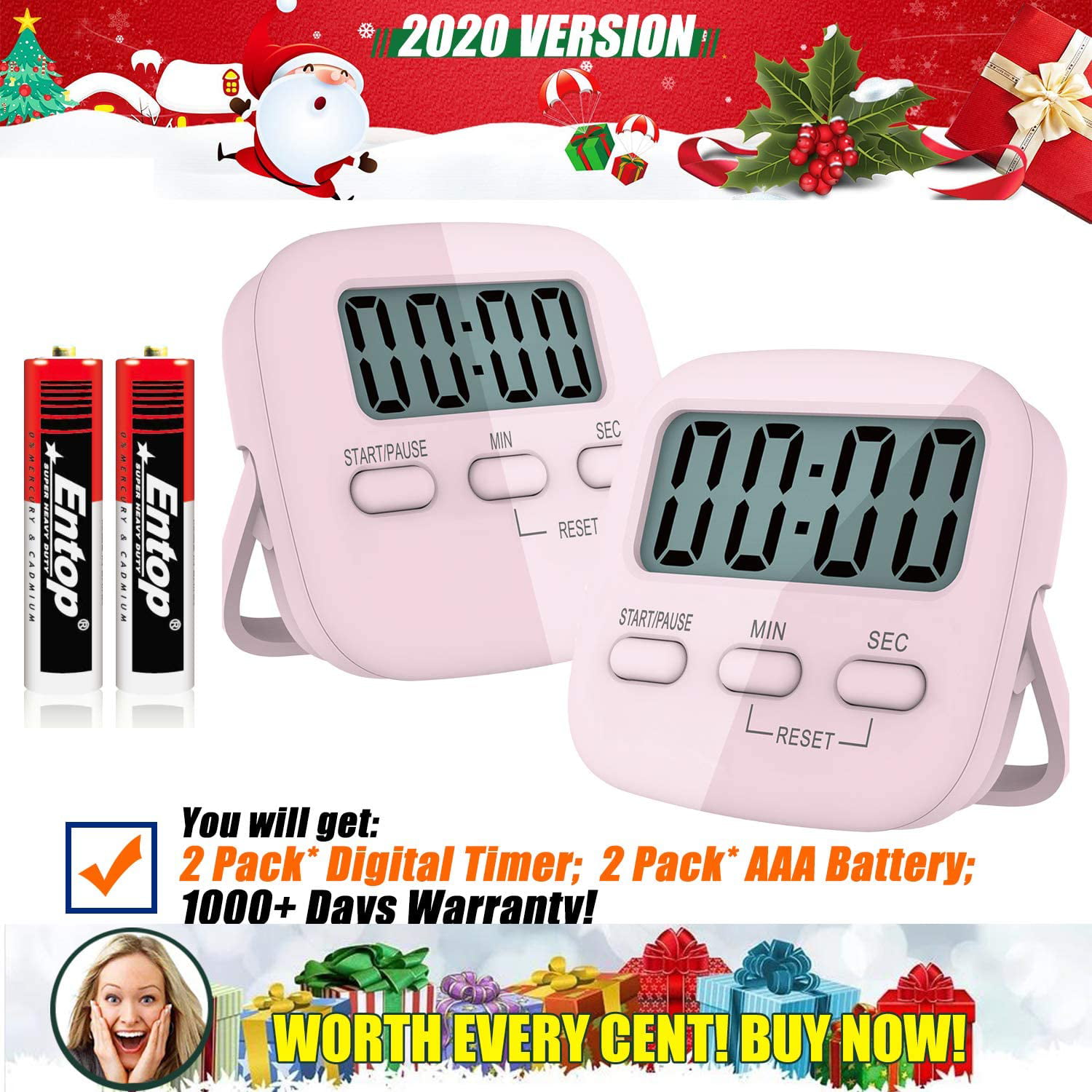 2021 Version Digital Kitchen Timers,Magnetic Countdown Timer with Big Digits,Loud Alarm Kids 1AAA Battery Included,Senior White Teachers Classroom Upgrade Kitchen Timer Back Stand for Cooking